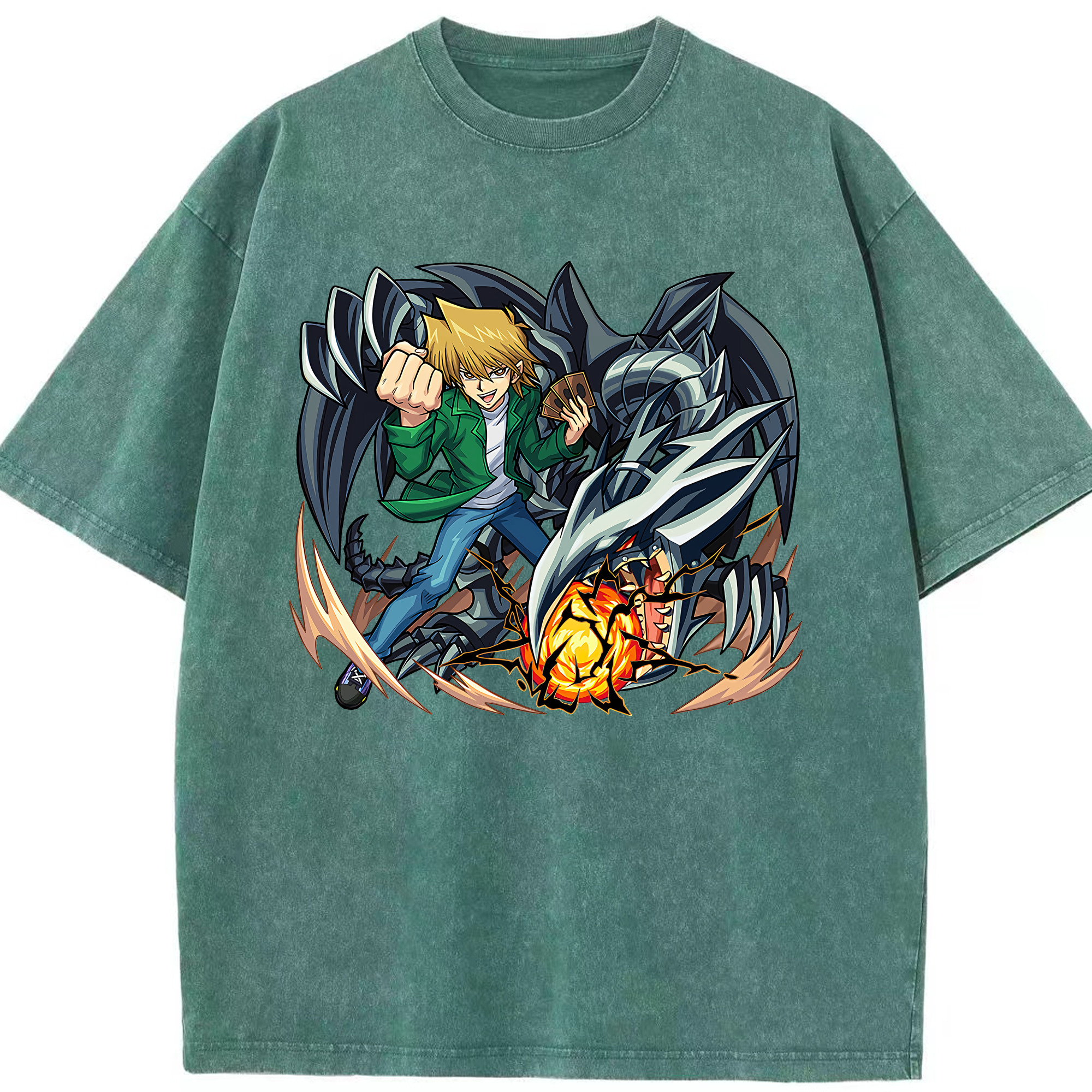 （画像用） 遊☆戯☆王 Yu-Gi-Oh! 綿100% ヴィンテージ風 半袖Tシャツ（フロントプリント）